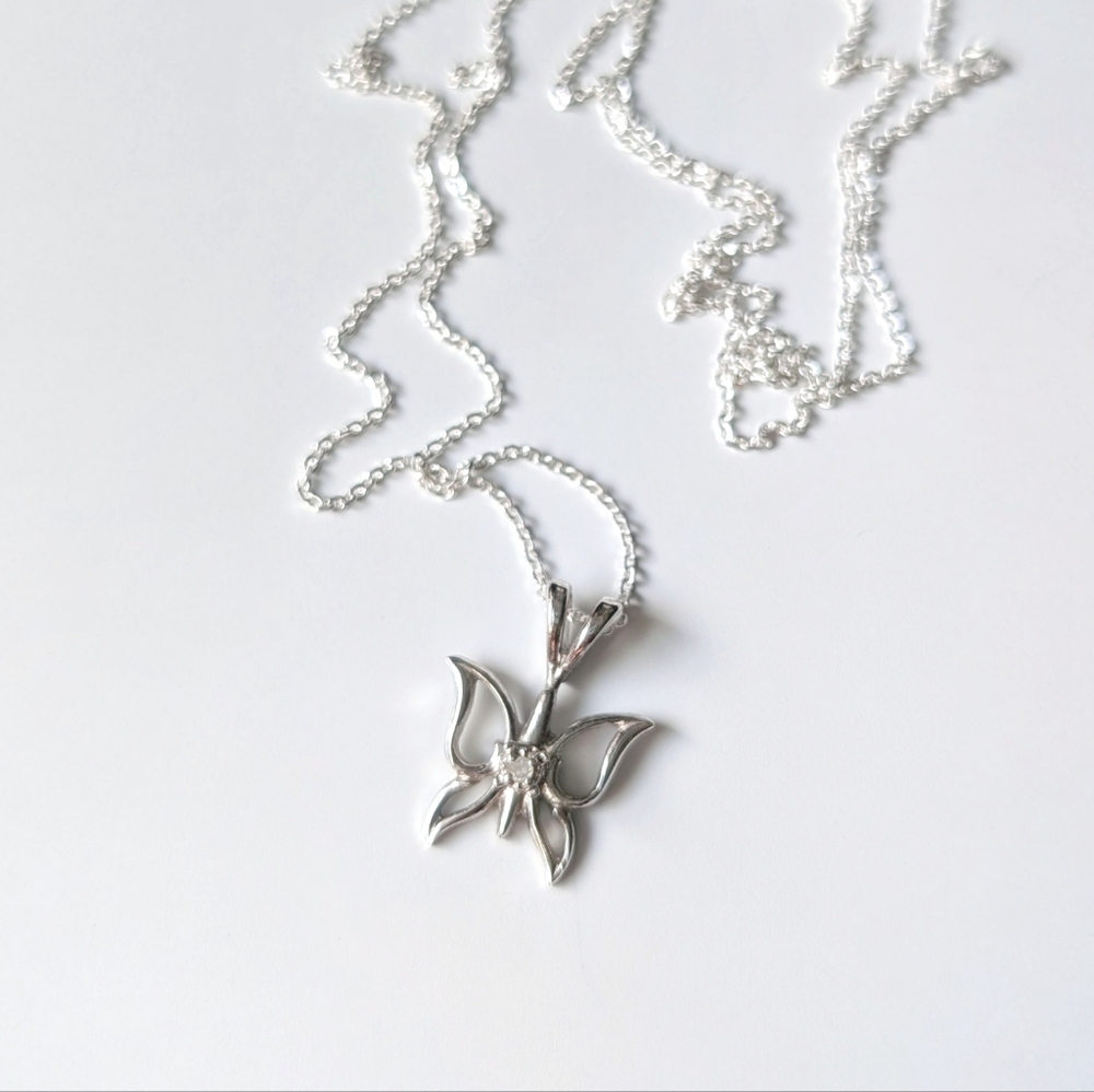 Sterling Silver Necklace Dainty Little Butterfly Pendant 925